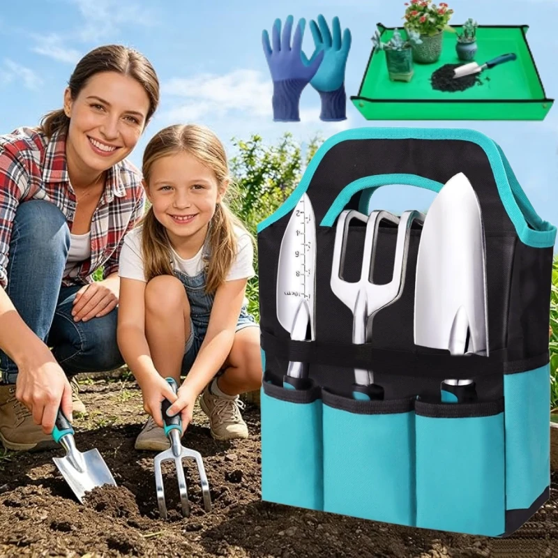 Spade Digging Fork - ชุดเครื่องมือทำสวน 7 ชิ้น ทนทาน ใช้งานหนัก สำหรับปลูก