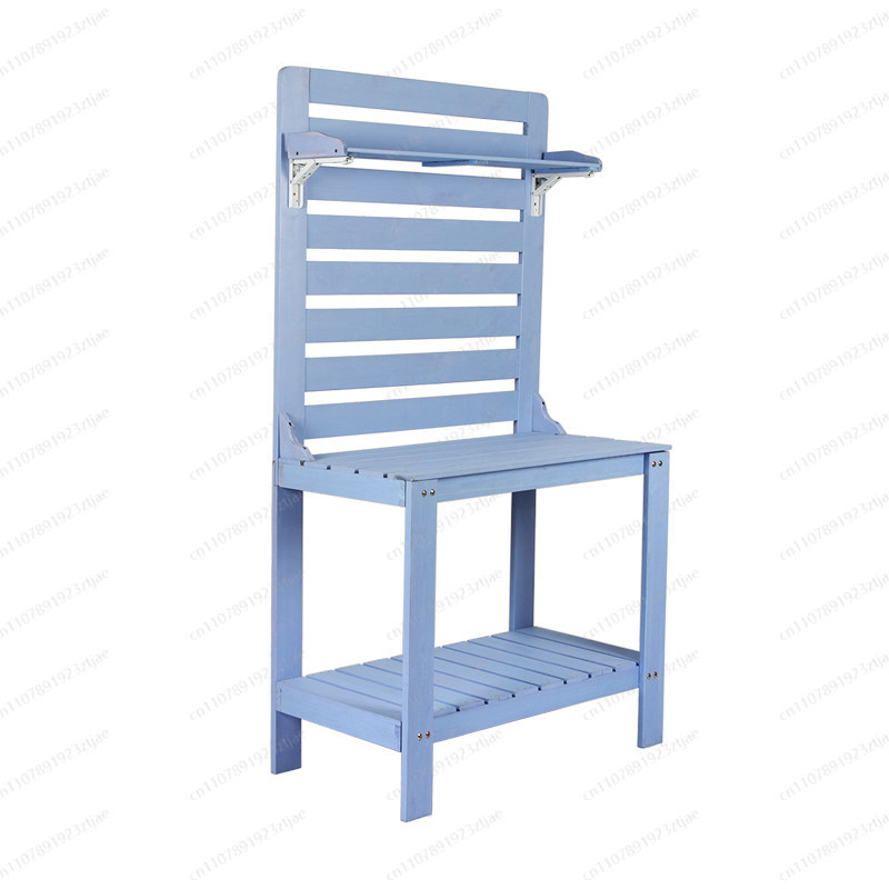 Gardening Tools Japan - โต๊ะทำสวนไม้เนื้อแข็งสำหรับปลูกไม้อวบน้ำ พร้อมที่เก็บอุปกรณ์ โต๊ะทำงานปลูกดอกไม้กลางแจ้งสำหรับระเบียง