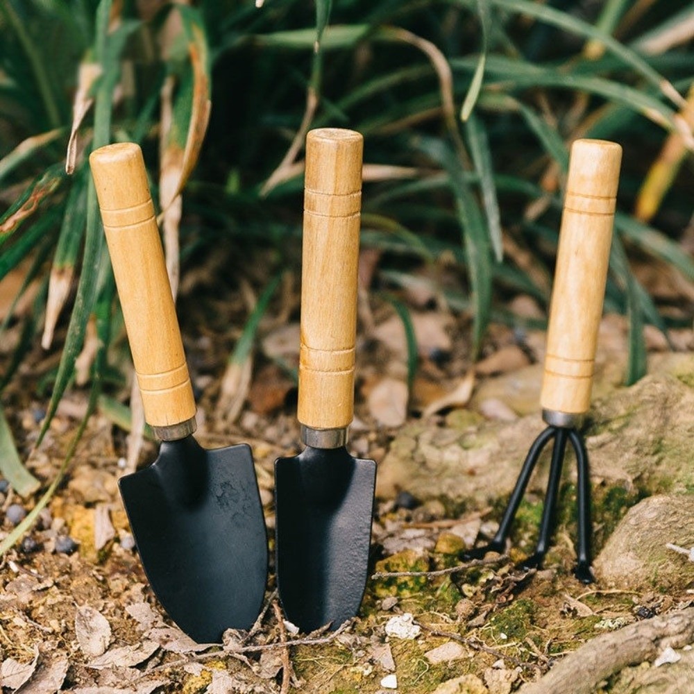 Spade Digging Fork - ชุดเครื่องมือปลูกต้นไม้ขนาดเล็กอเนกประสงค์ พลั่วขุดดิน แข็งแรง ทนทาน สำหรับปลูกบอนไซ พร้อมด้ามจับไม้