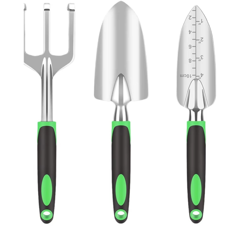 Spade Digging Fork - ชุดเครื่องมือทำสวน 5 ชิ้น STLF ด้ามจับอะลูมิเนียมหล่อเคลือบยางนุ่มกันลื่น ออกแบบตามหลักสรีรศาสตร์