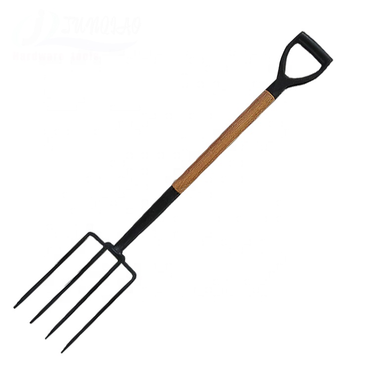 Spade Digging Fork - เครื่องมือทำฟาร์ม ตีขึ้นรูปจอบหนักและจอบดินด้ามไม้สำหรับทำสวน