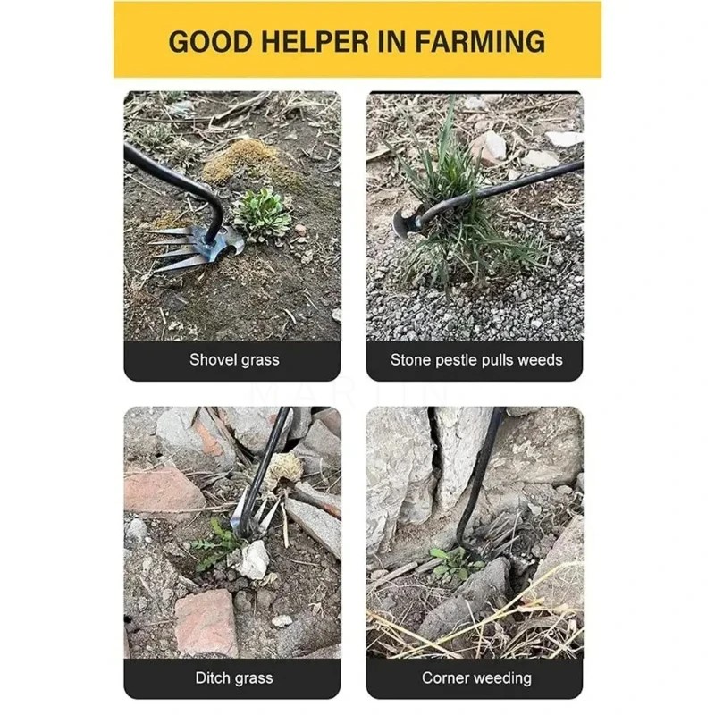 Gardening Hand Tools Yard - เครื่องมือกำจัดวัชพืชแบบมีด้ามจับ 4 ซี่ ทำจากเหล็กแมงกานีส อุปกรณ์กำจัดวัชพืชอเนกประสงค์ ทนทาน