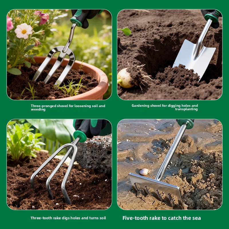 ชุดจอบสวนสแตนเลส 5 ชิ้น ชุดเคร - Spade Digging Fork บทวิจารณ์และราคา