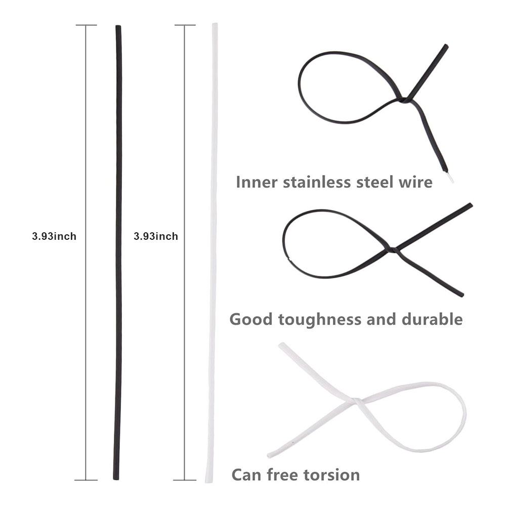 100 ชิ้น BK WH Oblate ลวดเหล็ก - Garden Wire Twist Tie บทวิจารณ์และราคา