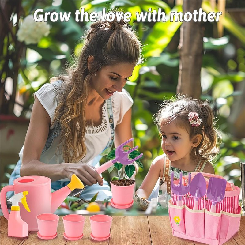 ชุดเครื่องมือทำสวนสีชมพูสำหรับ - Gardening Tools Kit For Kids บทวิจารณ์และราคา