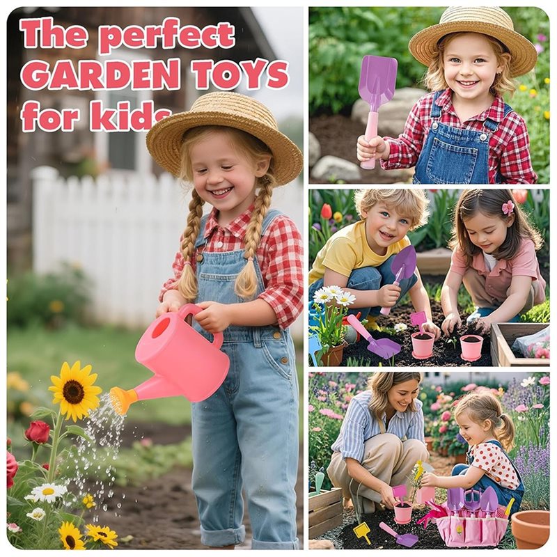 ชุดเครื่องมือทำสวนสีชมพูสำหรับ - Gardening Tools Kit For Kids บทวิจารณ์และราคา